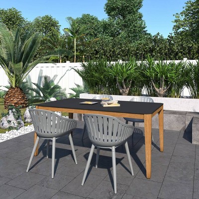 Livia 5pc Eucalyptus Wood Patio Dining Set With Rectangular Table - - Amazonia :