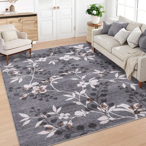 Machine Washable Area Rugs for Living Room Soft Non Slip Rug for Bedroom Large Ultra Thin Under Table Dining Room Rug - 1 of 4