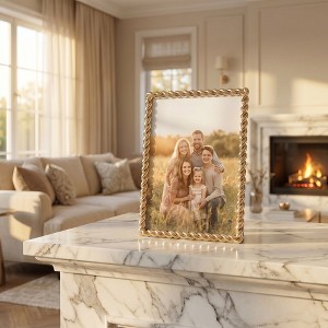 REGALWOVEN Premium Ribbed Threaded Metal Picture Frame with HD