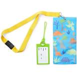 Zodaca Set of 2 Kid's Dinosaur Boarding Pass Holder and Luggage Tag Travel Set