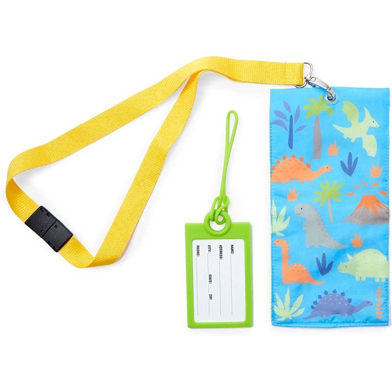 Zodaca Set of 2 Kid's Dinosaur Boarding Pass Holder and Luggage Tag Travel Set, 1 of 5
