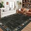 Machine Washable Area Rugs 9x12 for Living Room Bedroom, Modern Bordered Non-Slip Rug, Contemporary Geometric Rug, Floor Foldable Carpet - 3 of 4