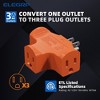 ELEGRP 3 Prong Heavy Duty Power Extender to Triple Outlet in T Direction, Multi-Directional Grounded 15A 125V Tap Adapter Plug ETL Listed, Orange 3PC - 3 of 4