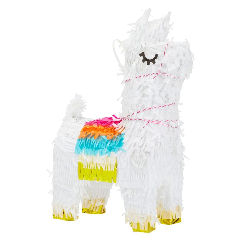 Sparkle and Bash Llama Pinata for Fiesta Party Supplies, Small Llama Party Decorations for Kids, Boys, Girls Birthday (White, 8.5x15x4.5 in), 1 of 9