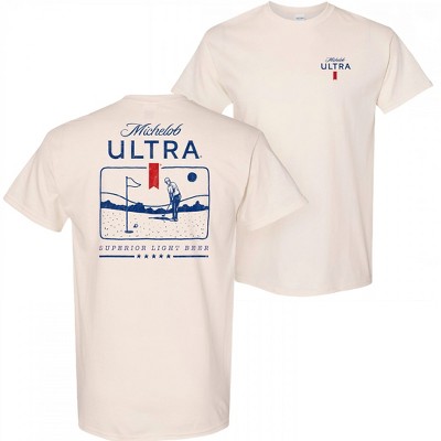 Mens Michelob Ultra Golf Putting Beige Colorway Front & Back Print T-Shirt
