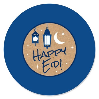 Big Dot of Happiness Ramadan - Eid Mubarak Circle Sticker Labels - 24 Count