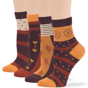 Women's Viscose Patterned Bamboo Diabetic Quarter Non-Binding Socks- L-M - 4 Pack - Heart, Dot, Flower | 7BIGSTARS KINGDOM - 1 of 4