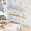 VECELO Twin Metal Loft Bed with Desk Black/White Bunk Bed - 2 of 4