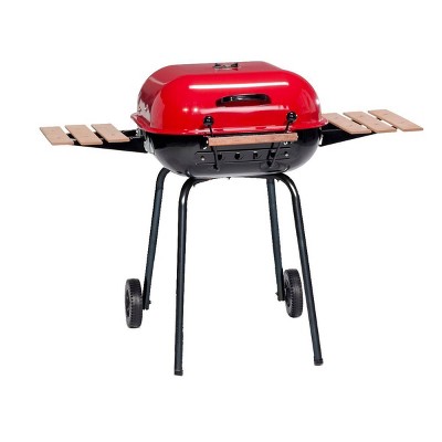 Americana Swinger 4106 Charcoal Grill with Two Side Tables - Red - Meco