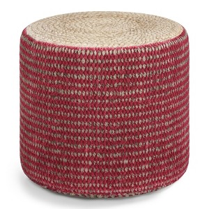 NicBex Chic Round Braided Pouf Ottoman Multicolored Footstool for Living Room, Bedroom,Natural/Maroon - 1 of 4