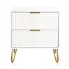 KTMBDW Modern Nightstand, Accent Bedside End Side Table with 2 Storage Drawers, and Metal Legs for Living Room or Bedroom - 3 of 4