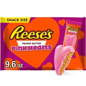 Reese's Valentine's Day Peanut Butter Pink Hearts Candy Snack Size - 9.6oz - 1 of 4