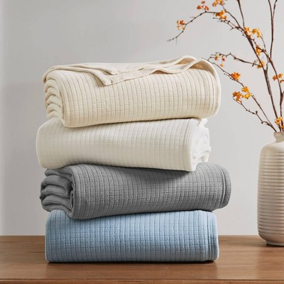 King Light Blue Microfleece Reversible Winter Blanket