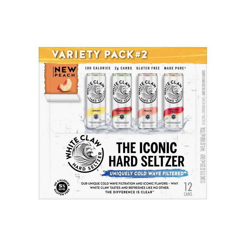 White Claw Hard Seltzer Variety Pack No. 2 - 12pk/12 fl oz Slim Cans, 5 of 12