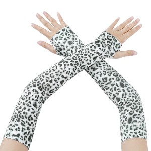 INSPIRE CHIC Women's Sun Protection Leopard Print Compression Sleeves Gloves with Tumb Hole 1 Pair - 1 of 4