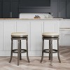 FURNIinspire Counter And Bar Stools Counter Stool Bar Chair, Fixed Height Armless Kitchen Stool, Leather Seat, Thick Cushion, Gray, 17"*17"*30" - 2 of 4