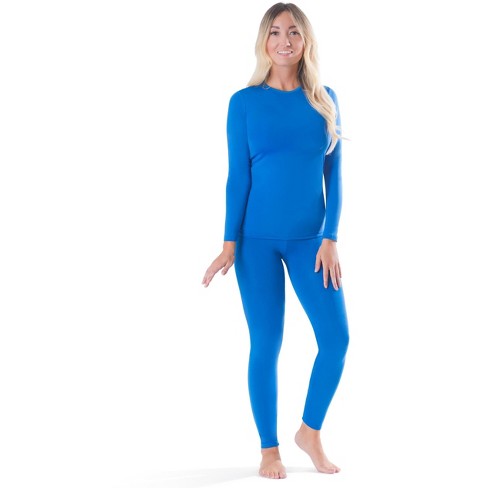 Rocky Thermal Underwear For Women Long Johns Fleece Lined Set Shirt Pants Base Layer blue 2x large Target