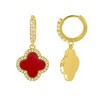 Adornia 14k Gold Plated Crystal Halo Clover Dangle Huggie Earrings - 4 of 4