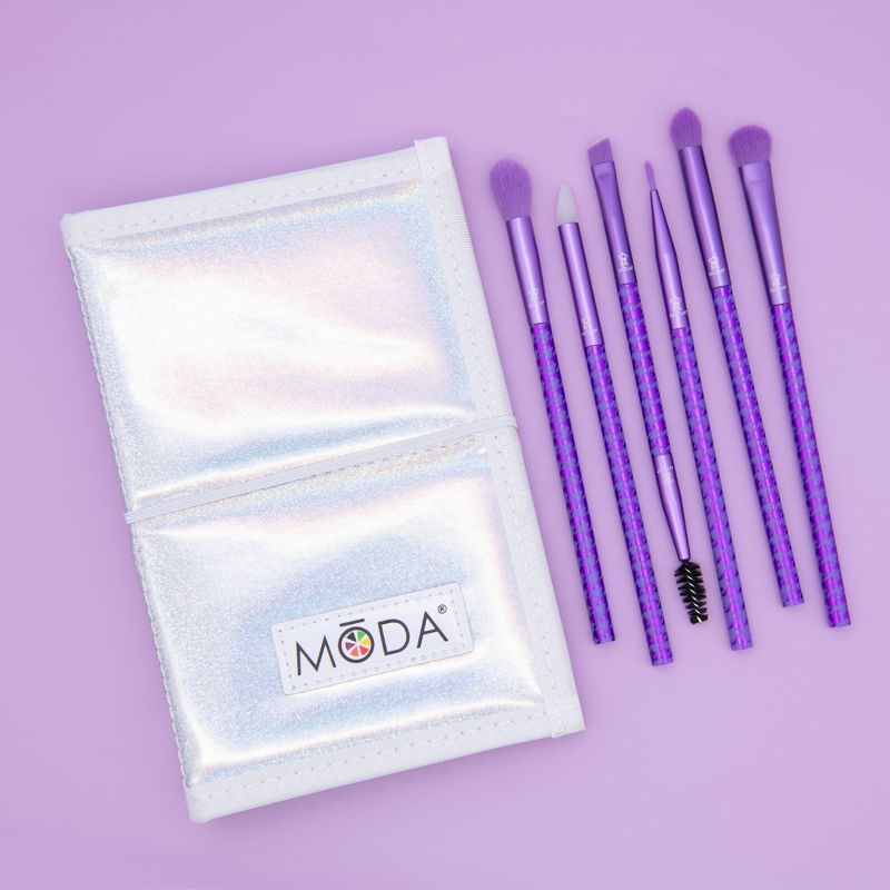 MODA Brush Keep It Classy Metallic Purple 7pc Eye Flip Makeup Brush Set., 4 of 13