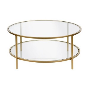 Round Metal Base Coffee Table in Brass with Glass Top - Henn&Hart - 1 of 4
