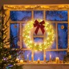 Karl Home 24 inch Pre-lit Iridescent Christmas Wreath with Red Bow - 3 of 4