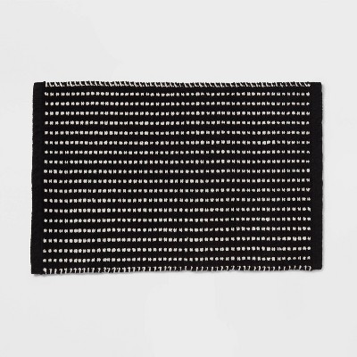 20"x30" Modern Chenille Bath Rug Black/White - Threshold™