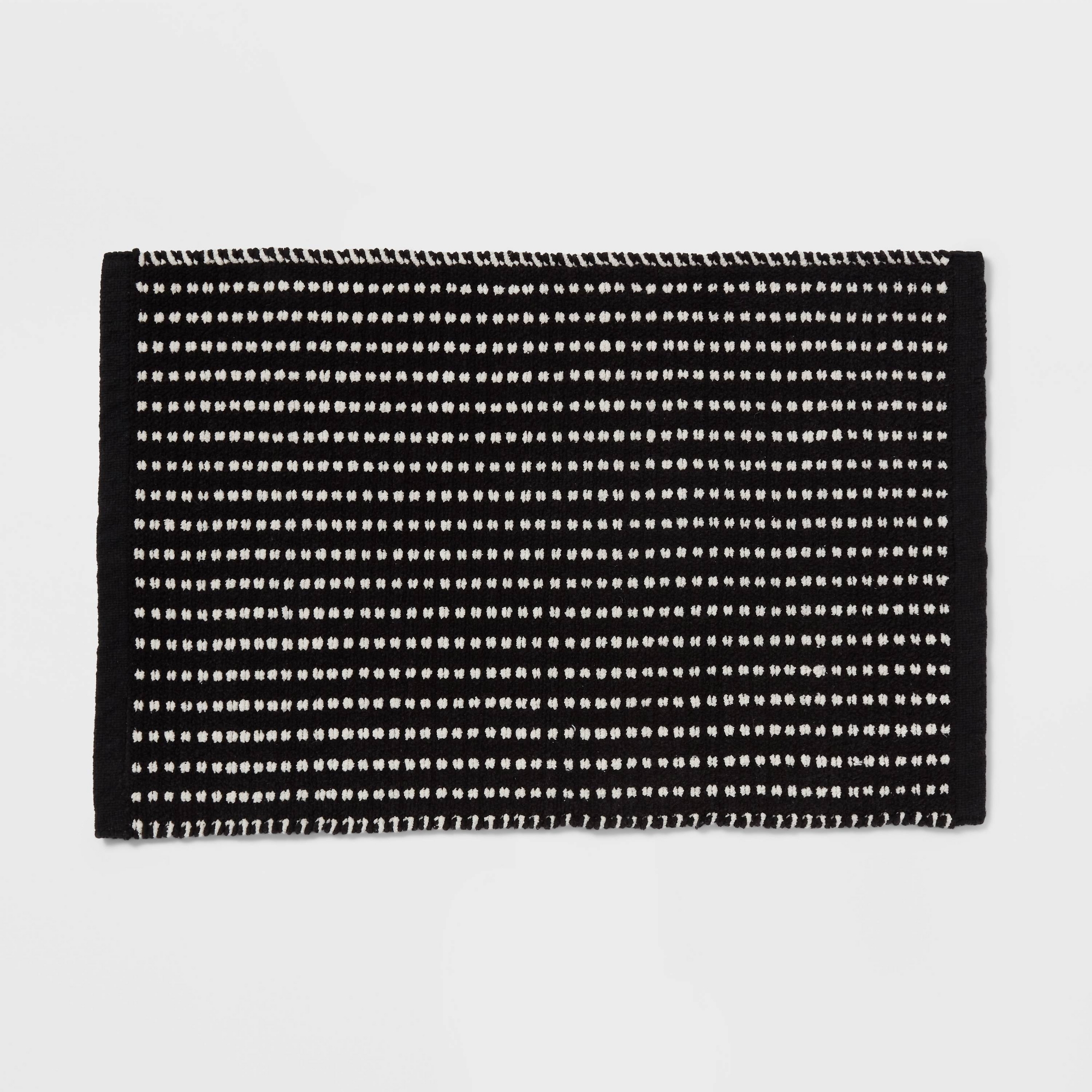 20"x30" Chenille Stripe Bath Rug Black/White - Threshold™