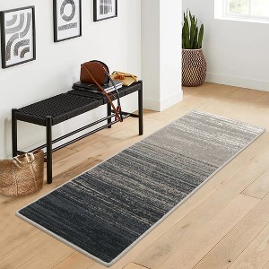 Area Rug Modern Ombre Rug Contemporary Gradient Throw Carpet for Bedroom Solid Accent Rug Non-Shedding Living Room Rug, 2' x 6' Gray - 1 of 4
