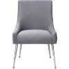 UNISOAR  Accent Chair Beige Velvet Upholstered Side Dining Chairs with Brushed Legs - 3 of 4