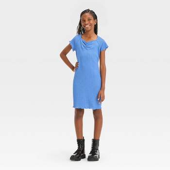 Girls' Short Sleeve Knit Cinch Neck Dress - art class™