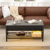 Aheaplus Lift Top Coffee Table with USB Port and LED light, Adjustable Living Room Table  - Black - 2 of 4