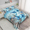 Blue Butterfly Comforter Set Queen – 3Pcs Bedding with Leopard & Zebra Print, Marble Pattern Quilt Set with 2 Pillowcases, All Season - 2 of 4