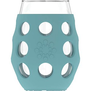 Lifefactory 11-Ounce Indoor/Outdoor Wine Glass with Protective Silicone Sleeve, 4-Pack, Carbon, Dusty purple, Aqua teal, & Cool grey - 1 of 4