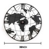 36" Large Black Metal Wall Clock, Modern Silent World Map Wall Clock, with Vintage Numeral, for Home, Bedroom, Living Room, Entryway, Black & Gold - 2 of 4