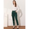 INSPIRE CHIC Women's Vintage Tartan Plaid Elastic Waist Straight Long Trousers 2 Packs - 3 of 4