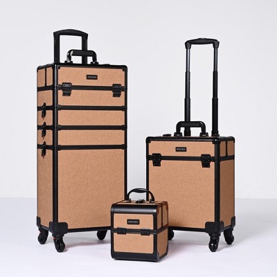 Byootique 3-Piece Makeup Train Cases Cosmetic Organizer Kit Rococo