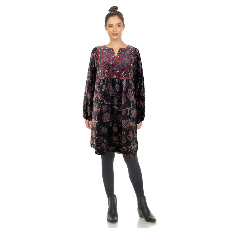 Women's Paisley Floral Embroidered Sweater Dress, 4 of 5