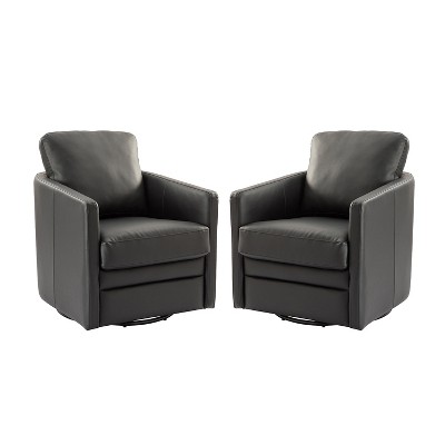 Set of 2 Hugo Transitional Wooden Upholstered Swivel Chair With Metal Base For Bedroom And Living Room| Artful Living Design