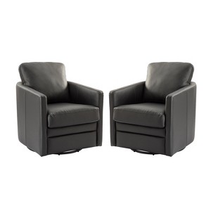 Set of 2 Hugo Transitional Wooden Upholstered Swivel Chair With Metal Base For Bedroom And Living Room| Artful Living Design - 1 of 4