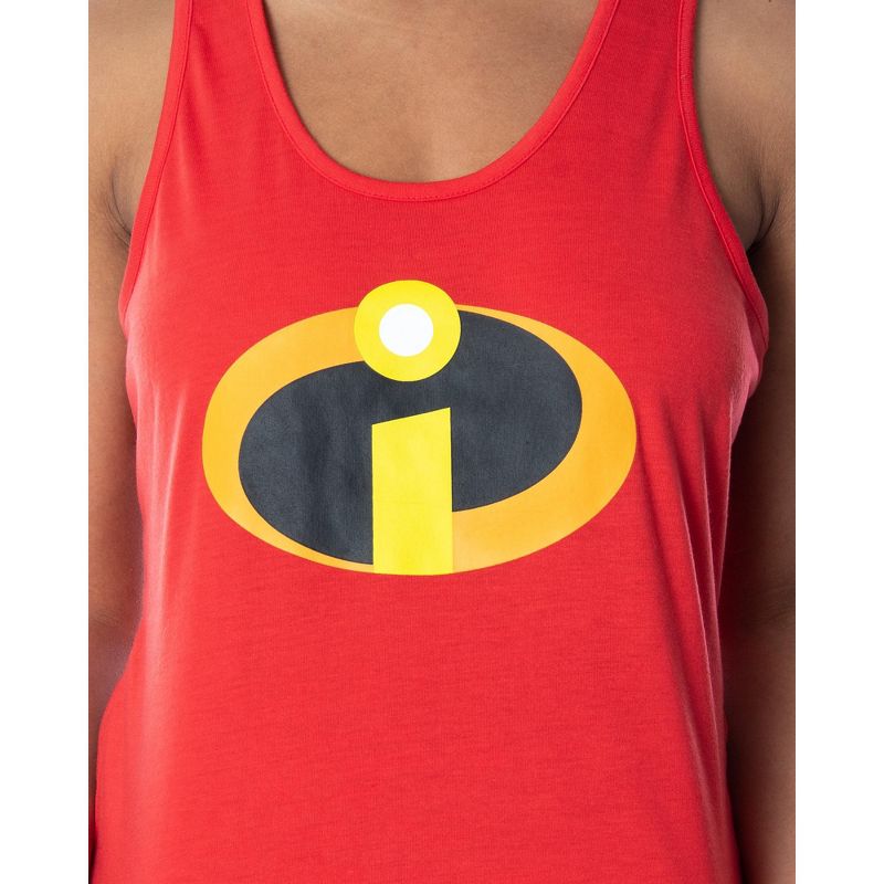 Disney Women's The Incredibles Logo Racerback Tank and Shorts Pajama Set Red, 3 of 6