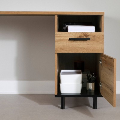 Nordik Oak Wood Desk with Drawer and Filing Cabinet