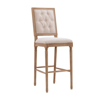 Avalon Linen Tufted Square Back Barstool White - Linon