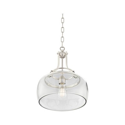 Charleston 18" Brushed Nickel LED Pendant Light with Clear Glass Shade