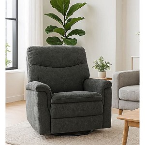 Polyester Swivel Recliner with Chrome Lever and Heavy-Duty 360 lbs Mechanism - 1 of 4