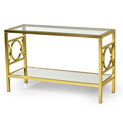 Gold Color Glass Console Sofa Table