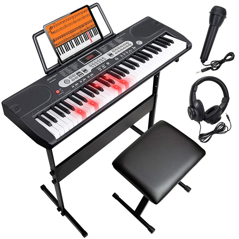 SKONYON 61 Key Lighted Keyboard Piano Set Portable Electronic Keyboard for Beginners Complete Piano Kit Microphone, 1 of 8