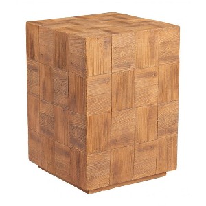 Side Table Natural – Faux Wood Metal 22"H Modern Accent Table with Organic Style By Zuo Modern - 1 of 4