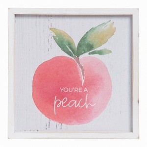 Transpac Wood 11.75 in. Multicolor Spring You're A Peach Wall Decor - 1 of 2