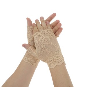 Unique Bargains Women's Floral Thin Sunblock Fingerless Gloves 1 Pair - 1 of 4
