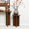 LuxenHome Round Walnut Finish Wood Side Table with Curved Legs, 23" Tall Fluted Accent End Table for Modern Home, Bedside Tables for Bedroom Brown - 4 of 4